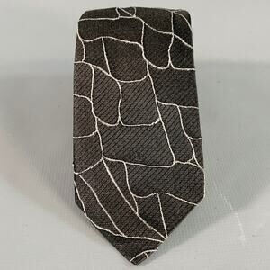 EMPORIO ARMANI Black Grey Textured Silk Blend Skinny Tie